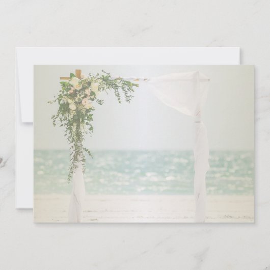Beach Wedding Arbor Floral Wedding Invitation Kaart (Achterkant)