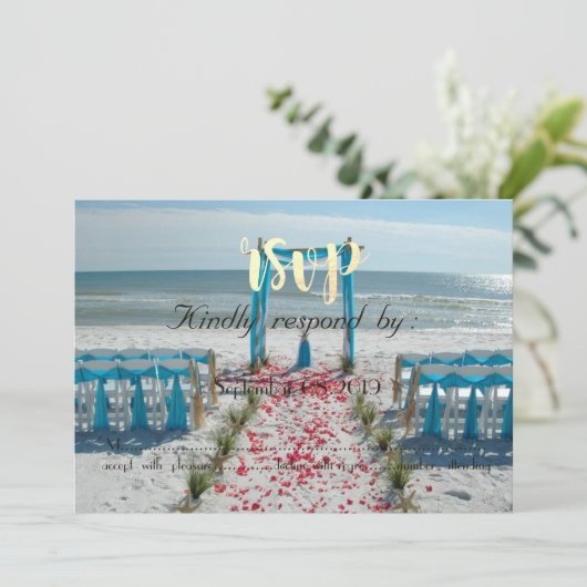 Beach Wedding Arbor RSVP Kaart (Staand voorkant)