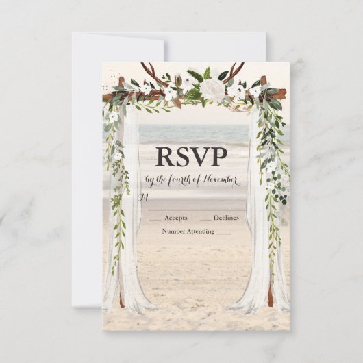 Beach Wedding Arbor RSVP-kaart RSVP Kaartje (Voorkant)