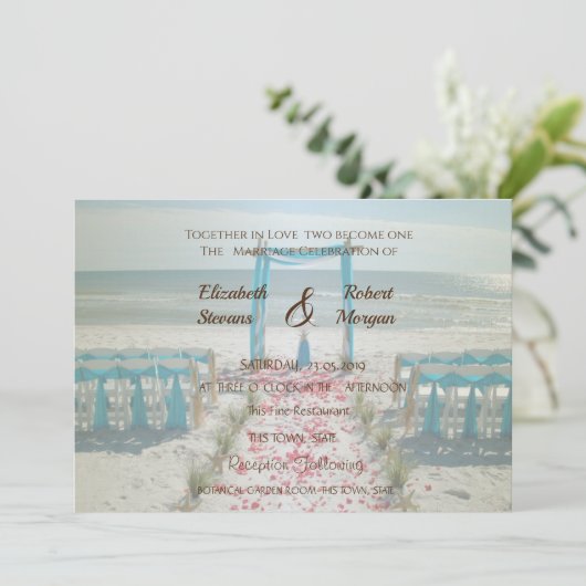 Beach Wedding Arbor Uitnodiging (Staand voorkant)