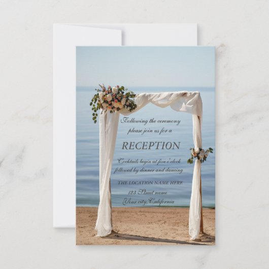 Beach Wedding Arch Floral Reception Kaart (Voorkant)