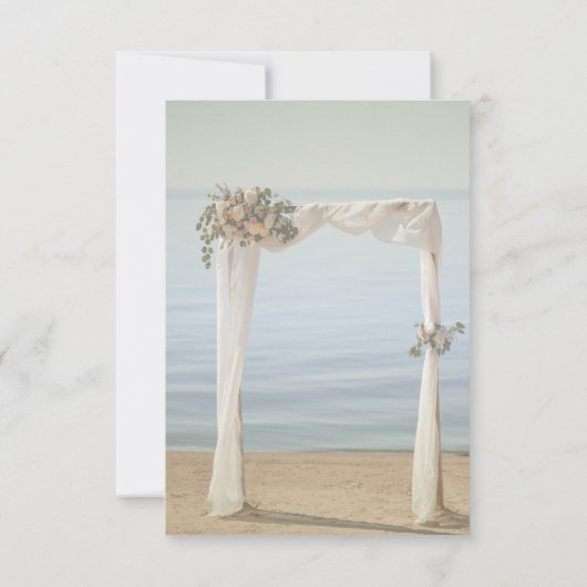 Beach Wedding Arch Floral Reception Kaart (Achterkant)