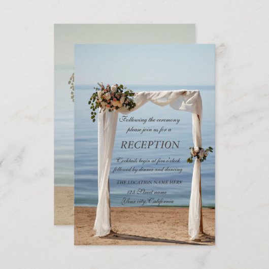 Beach Wedding Arch Floral Reception Kaart (Voorkant / Achterkant)