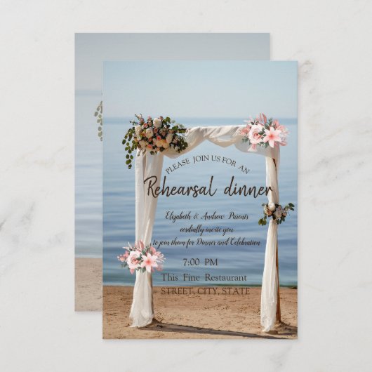 Beach Wedding Arch Floral Rehearsal Dinner Kaart (Voorkant / Achterkant)
