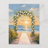 Beach Wedding Arch Floral Watercolor Briefkaart (Voorkant)
