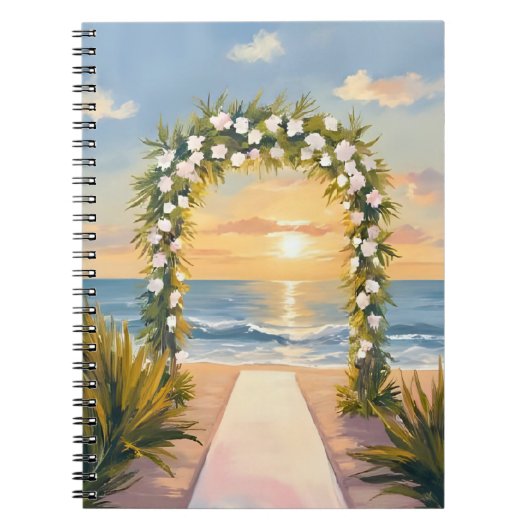 Beach Wedding Arch Floral Watercolor Notitieboek (Voorkant)