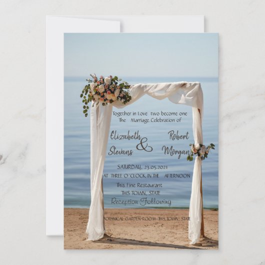 Beach Wedding Arch Floral Wedding Kaart (Voorkant)