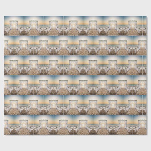 Beach Wedding Arch With Sunset Sky Cadeaupapier (Vlak)