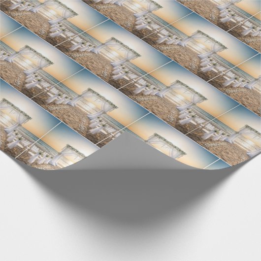 Beach Wedding Arch With Sunset Sky Cadeaupapier (Hoek)