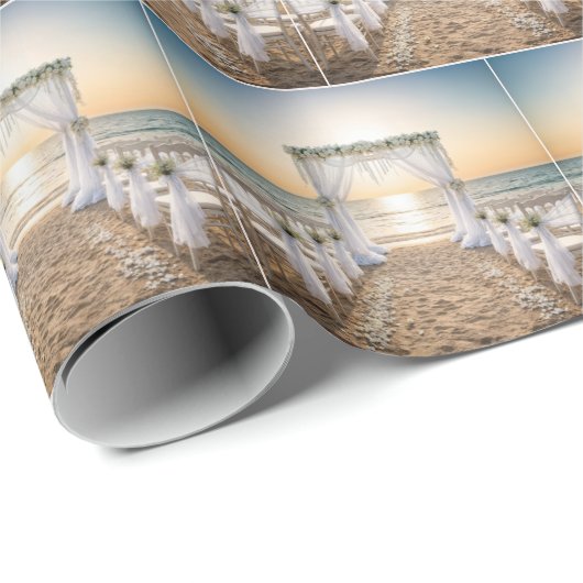 Beach Wedding Arch With Sunset Sky Cadeaupapier (Rol Hoek)