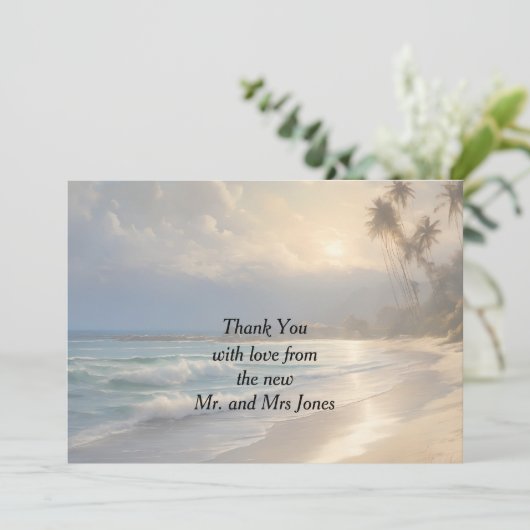 Beach Wedding Bedankkaart (Staand voorkant)