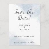 BEACH WEDDING BEWAREN DE DATUM DUSTY BLUE WATERVER BRIEFKAART (Voorkant)