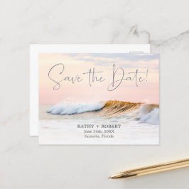 BEACH WEDDING BEWAREN HET DATUM BRIEFKAART | OCEAN