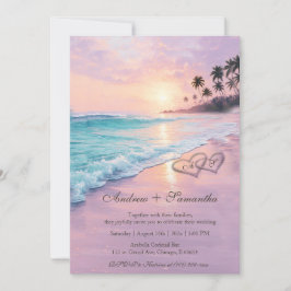 Beach Wedding bewerkbare Sjabloon Kaart