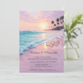 Beach Wedding bewerkbare Sjabloon Kaart (Staand voorkant)