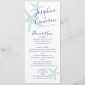 Beach Wedding Blauwgroen Blue Starfish Modern Menu (Voorkant)