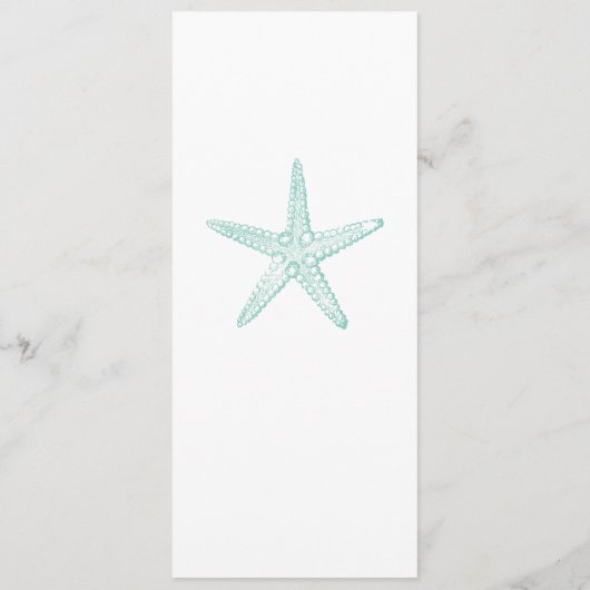 Beach Wedding Blauwgroen Blue Starfish Modern Menu (Achterkant)