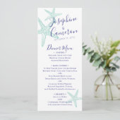 Beach Wedding Blauwgroen Blue Starfish Modern Menu (Staand voorkant)