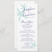 Beach Wedding Blauwgroen Blue Starfish Modern Menu (Voorkant / Achterkant)