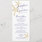 Beach Wedding Blue Gold Starfish Modern Menu (Voorkant)