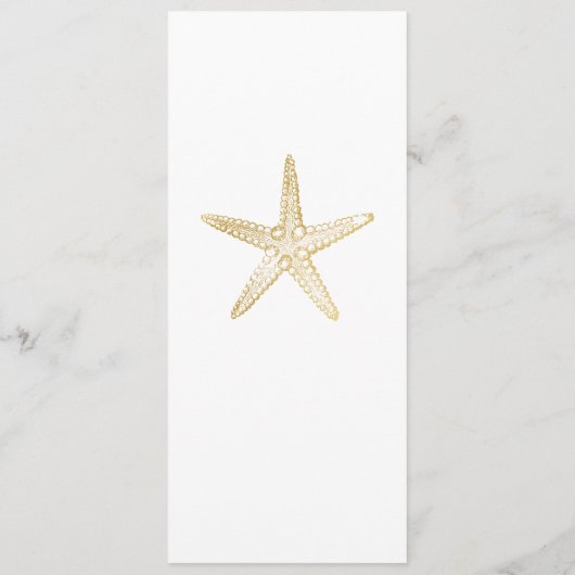 Beach Wedding Blue Gold Starfish Modern Menu (Achterkant)