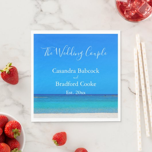 Beach Wedding Blue Ocean Napkins Servet (Insitu)