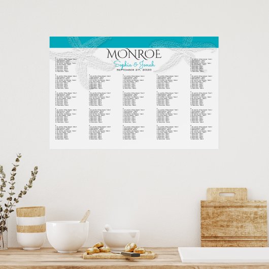 Beach Wedding Blue Starfish Big Seaming Chart Poster (Keuken)
