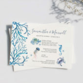 Beach Wedding Blue Waterverf geïllustreerd Kaart