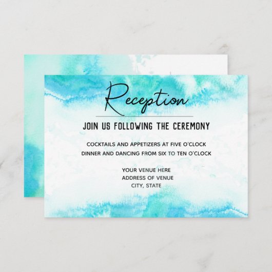 Beach Wedding Blue Wave Reception Information Kaar RSVP Kaartje (Voorkant / Achterkant)