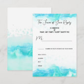 Beach Wedding Blue Waves Meal Choice Response Kaar RSVP Kaartje (Voorkant / Achterkant)