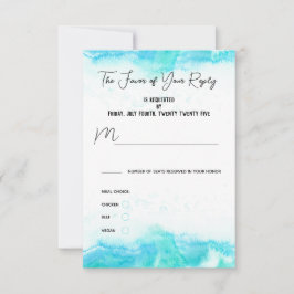 Beach Wedding Blue Waves Meal Choice Response Kaar RSVP Kaartje