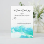 Beach Wedding Blue Waves RSVP Response Kaart (Staand voorkant)