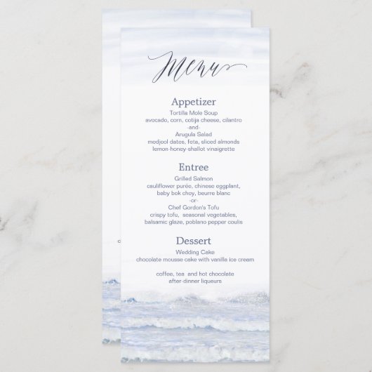 Beach Wedding, Blue White Waterverf Wedding Programmakaart (Voorkant / Achterkant)