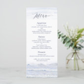 Beach Wedding, Blue White Waterverf Wedding Programmakaart (Staand voorkant)