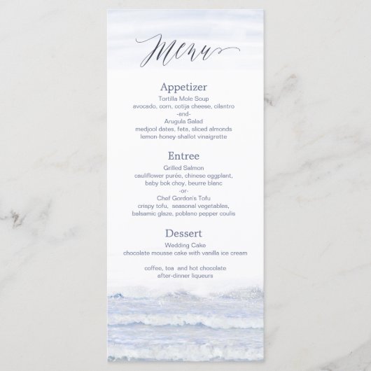 Beach Wedding, Blue White Waterverf Wedding Programmakaart (Voorkant)