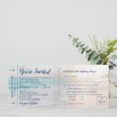 Beach Wedding Boarding Pass All-in-One uitnodiging (Staand voorkant)