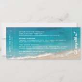 Beach Wedding Boarding Pass Moody Blauwgroen Ocean Save The Date (Achterkant)