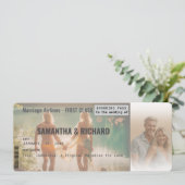 Beach Wedding Boarding Pass Romantic Beach  Kaart (Staand voorkant)
