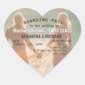 Beach Wedding Boarding Pass Romantic  Hart Sticker (Voorkant)