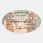 Beach Wedding Boarding Pass Romantic  Ovale Sticker (Voorkant)