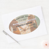 Beach Wedding Boarding Pass Romantic  Ovale Sticker (Envelop)