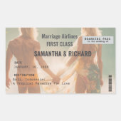 Beach Wedding Boarding Pass Romantic  Rechthoekige Sticker (Voorkant)