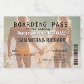 Beach Wedding Boarding Pass Romantic  Sparkling Wijnetiket (Enkel label)