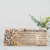 Beach Wedding Boarding Pass Tickets - Uitnodiginge Kaart (Staand voorkant)