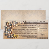 Beach Wedding Boarding Pass Tickets - Uitnodiginge Kaart (Voorkant / Achterkant)