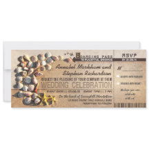 Beach Wedding Boarding Pass Tickets - Uitnodiginge