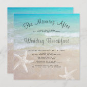 Beach Wedding Breakfast Square Invitaties Kaart (Voorkant / Achterkant)