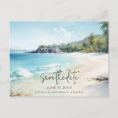 Beach Wedding Budget sparen de Datum Aankondigingskaart (Voorkant)