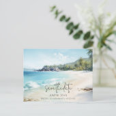 Beach Wedding Budget sparen de Datum Aankondigingskaart (Staand voorkant)