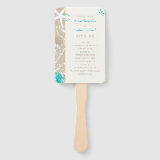 Beach Wedding Celebration Program Handwaaier (Voorkant)